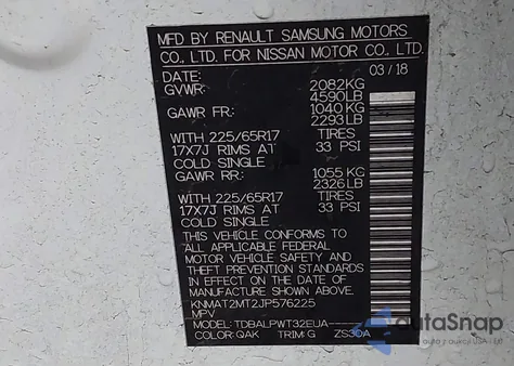 2018 Nissan Rogue S z USA, uszkodzony, nr VIN KNMAT2MT2JP576225